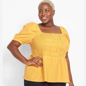 Lane Bryant Bright Orange Short Puffed Sleeve Blouse plus Size 18